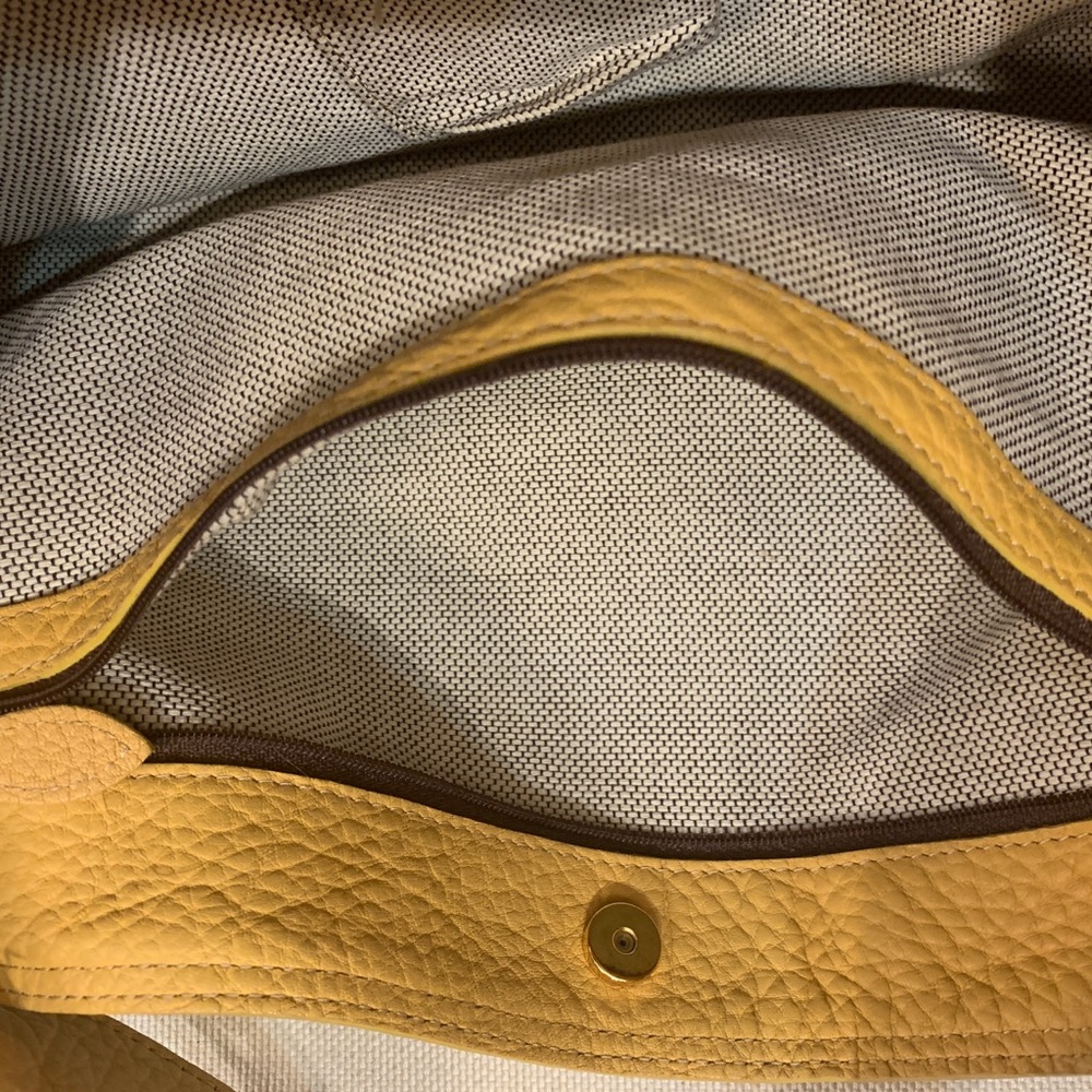 Dooney & Bourke Canvas Signature Hobo Purse Large w/Yellow Leather handle - Picture 8 of 15